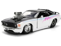 1970 Ford Mustang Boss 429 Black and White with Graphics "Bigtime Muscle" Series 1/24 Diecast Model Car by Jada