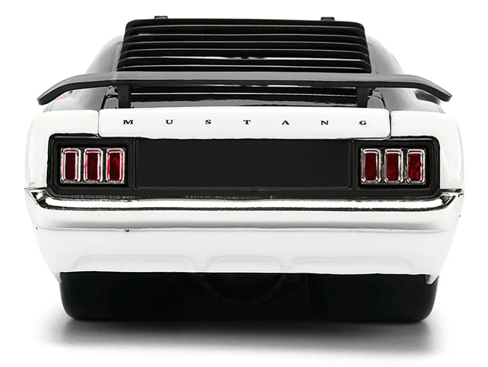 1970 Ford Mustang Boss 429 Black and White with Graphics "Bigtime Muscle" Series 1/24 Diecast Model Car by Jada