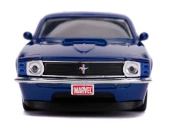 1970 Ford Mustang Boss Blue Metallic Silver Winter Soldier Avengers Marvel Series 1/32 Diecast Model Car Jada 31745