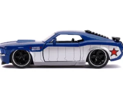 1970 Ford Mustang Boss Blue Metallic Silver Winter Soldier Avengers Marvel Series 1/32 Diecast Model Car Jada 31745