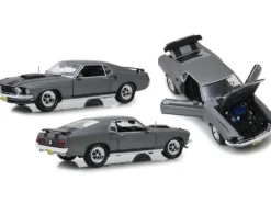 1969 Ford Mustang BOSS 429 Gray Black Stripes John Wick 2014 Movie 1/18 Diecast Model Car Highway 61 18016