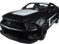 2012 Ford Mustang Boss 302 Matt Black White 1/24 Diecast Model Car Maisto 31269