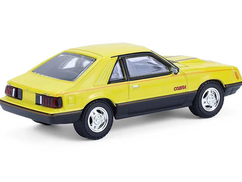 1979 Ford Mustang Cobra Fastback Bright Yellow with Cobra Good Graphics "GreenLight Muscle" Series 30 1/64 Diecast Model Car by Greenlight