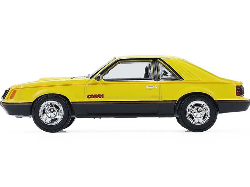 1979 Ford Mustang Cobra Fastback Bright Yellow with Cobra Good Graphics "GreenLight Muscle" Series 30 1/64 Diecast Model Car by Greenlight