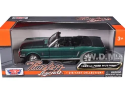 1964 1/2 Ford Mustang Convertible Green 1/24 Diecast Model Car Motormax 73212