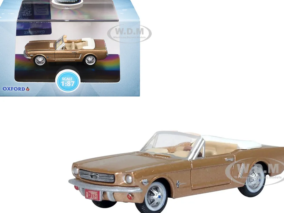 1965 Ford Mustang Convertible Prairie Bronze Metallic 1/87 (HO) Scale Diecast Model Car by Oxford Diecast