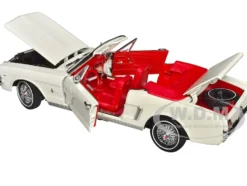 1964 1 2 Ford Mustang Convertible White with Red Interior James Bond 007 Goldfinger 1964 Movie James Bond Collection Series 1/18 Diecast Model Car Motormax 79833JB