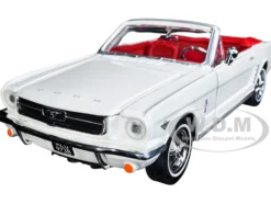 1964 1/2 Ford Mustang Convertible White Red Interior James Bond 007 Goldfinger 1964 Movie James Bond Collection Series 1/24 Diecast Model Car Motormax 79852