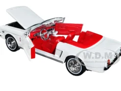 1964 1/2 Ford Mustang Convertible White Red Interior James Bond 007 Goldfinger 1964 Movie James Bond Collection Series 1/24 Diecast Model Car Motormax 79852