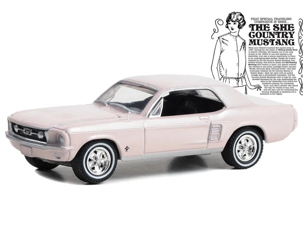 1967 Ford Mustang Coupe "She Country Special" Bill Goodro Ford Denver Colorado Bermuda Sand "Hobby Exclusive" 1/64 Diecast Model Greenlight 30427