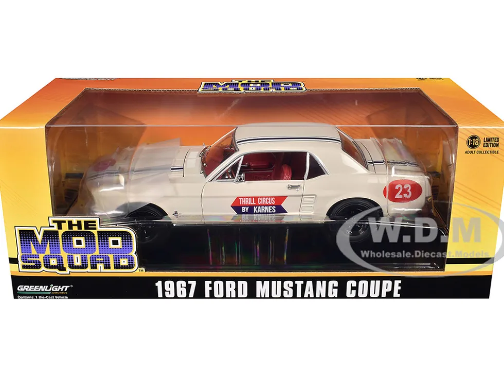 1967 Ford Mustang Coupe #23 "Thrill Circus By Karnes" White 1/18 Diecast Model Car by Greenlight