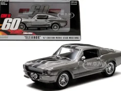 1967 Ford Mustang Custom Eleanor Gray Metallic Black Stripes Gone in 60 Seconds 2000 Movie 1/43 Diecast Model Car Greenlight 86411