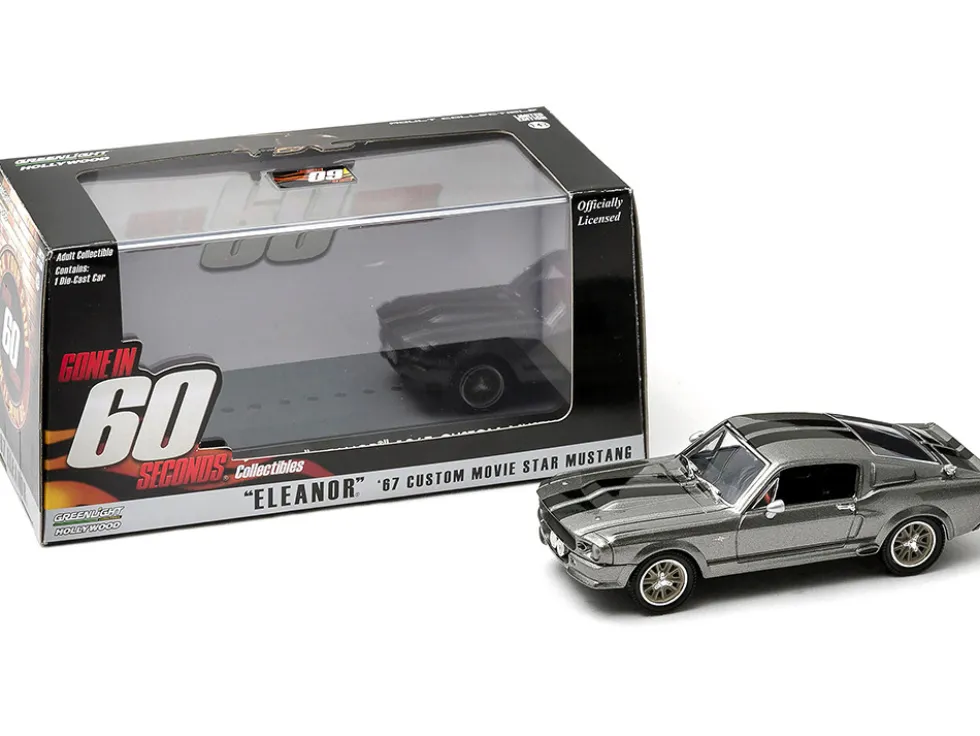 1967 Ford Mustang Custom Eleanor Gray Metallic Black Stripes Gone in 60 Seconds 2000 Movie 1/43 Diecast Model Car Greenlight 86411