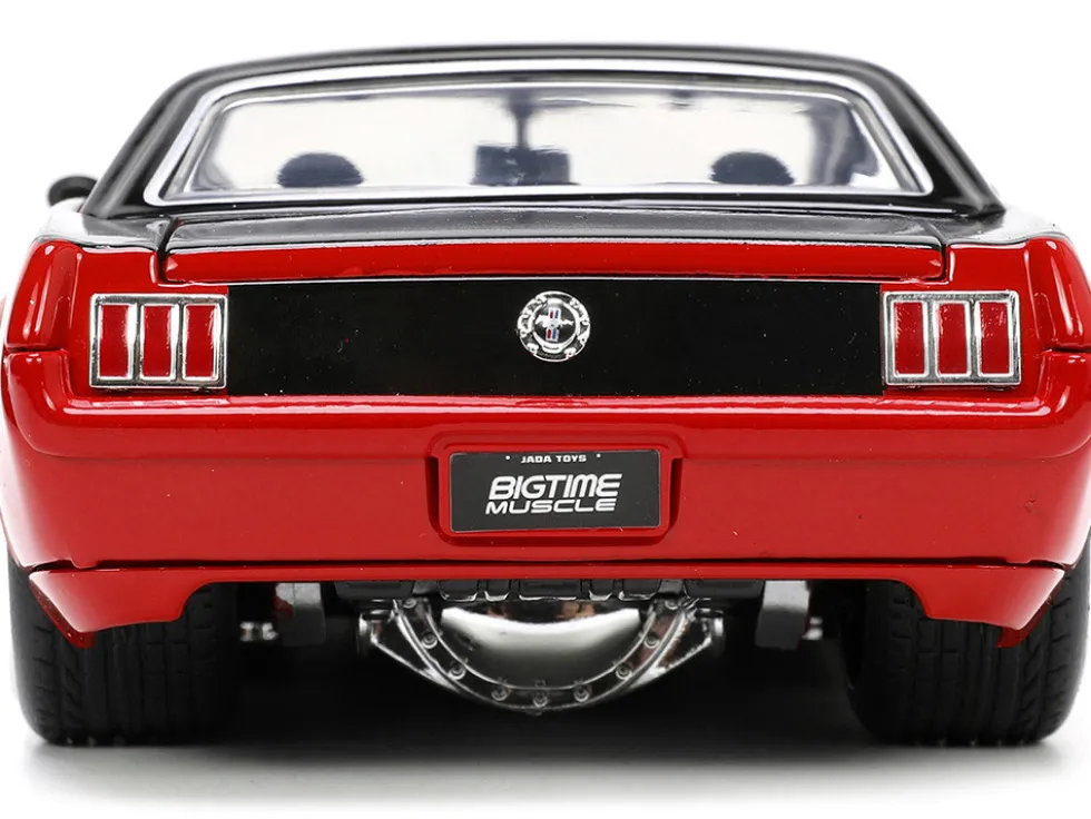 1965 Ford Mustang Custom Red Black Bigtime Muscle Series 1/24 Diecast Model Car Jada 34202