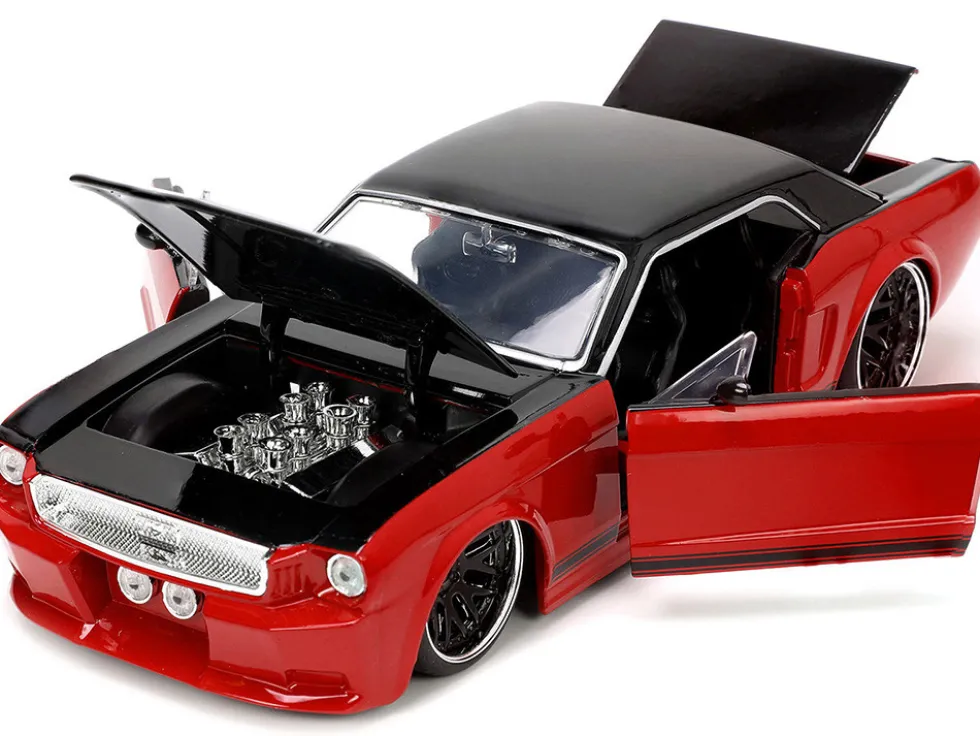 1965 Ford Mustang Custom Red Black Bigtime Muscle Series 1/24 Diecast Model Car Jada 34202