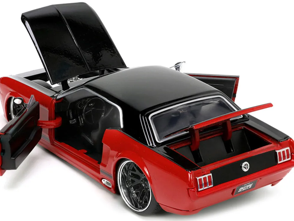1965 Ford Mustang Custom Red Black Bigtime Muscle Series 1/24 Diecast Model Car Jada 34202