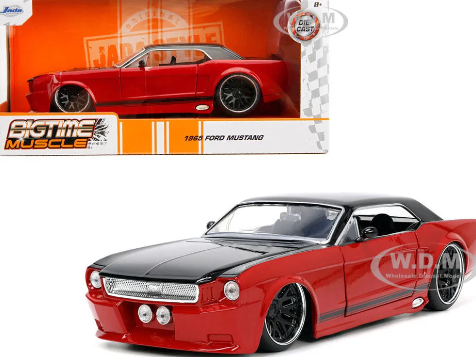 1965 Ford Mustang Custom Red Black Bigtime Muscle Series 1/24 Diecast Model Car Jada 34202