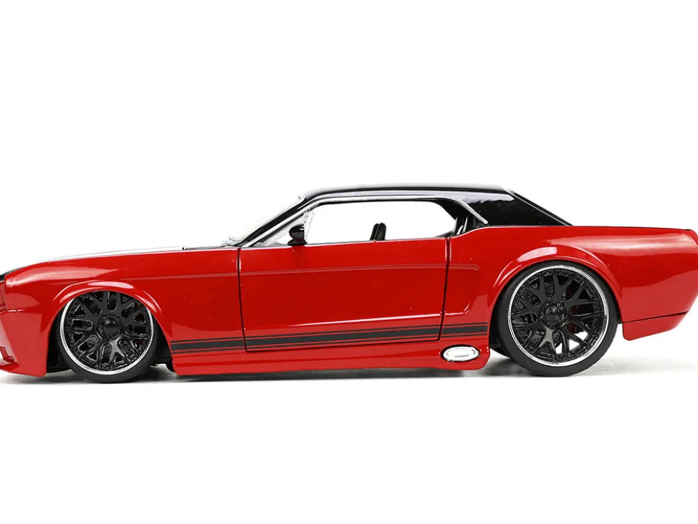 1965 Ford Mustang Custom Red Black Bigtime Muscle Series 1/24 Diecast Model Car Jada 34202