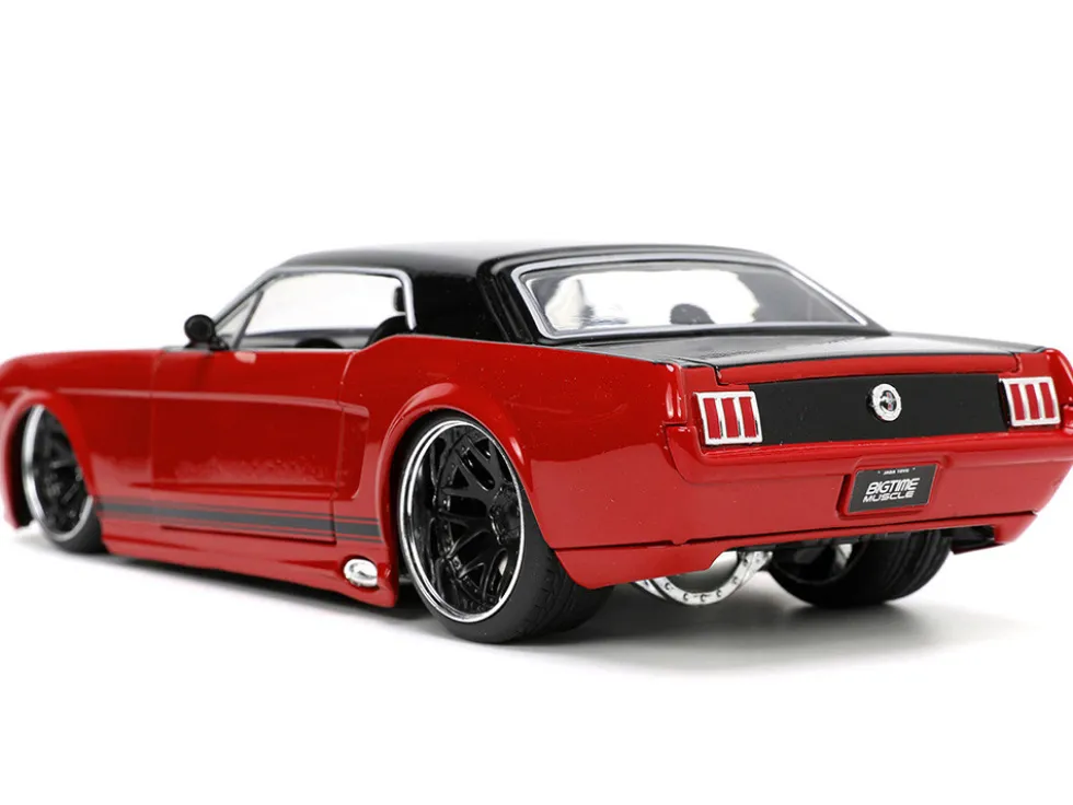 1965 Ford Mustang Custom Red Black Bigtime Muscle Series 1/24 Diecast Model Car Jada 34202