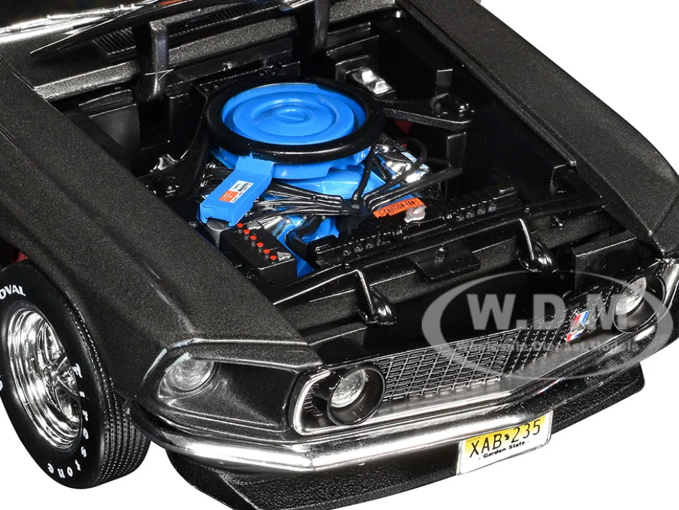 1969 Ford Mustang Dark Gray Metallic with Black Stripes "John Wick" (2014) Movie "Silver Screen Machines" Series 1/18 Diecast Model Car by Auto World