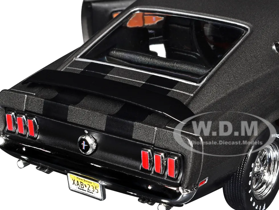 1969 Ford Mustang Dark Gray Metallic with Black Stripes "John Wick" (2014) Movie "Silver Screen Machines" Series 1/18 Diecast Model Car by Auto World