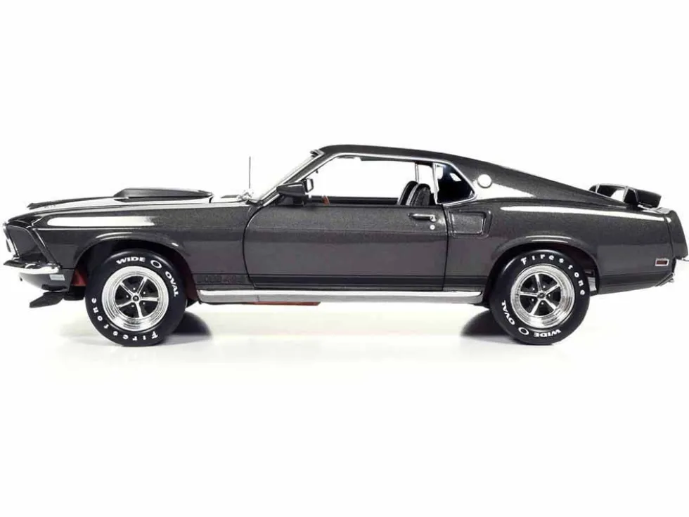 1969 Ford Mustang Dark Gray Metallic with Black Stripes "John Wick" (2014) Movie "Silver Screen Machines" Series 1/18 Diecast Model Car by Auto World