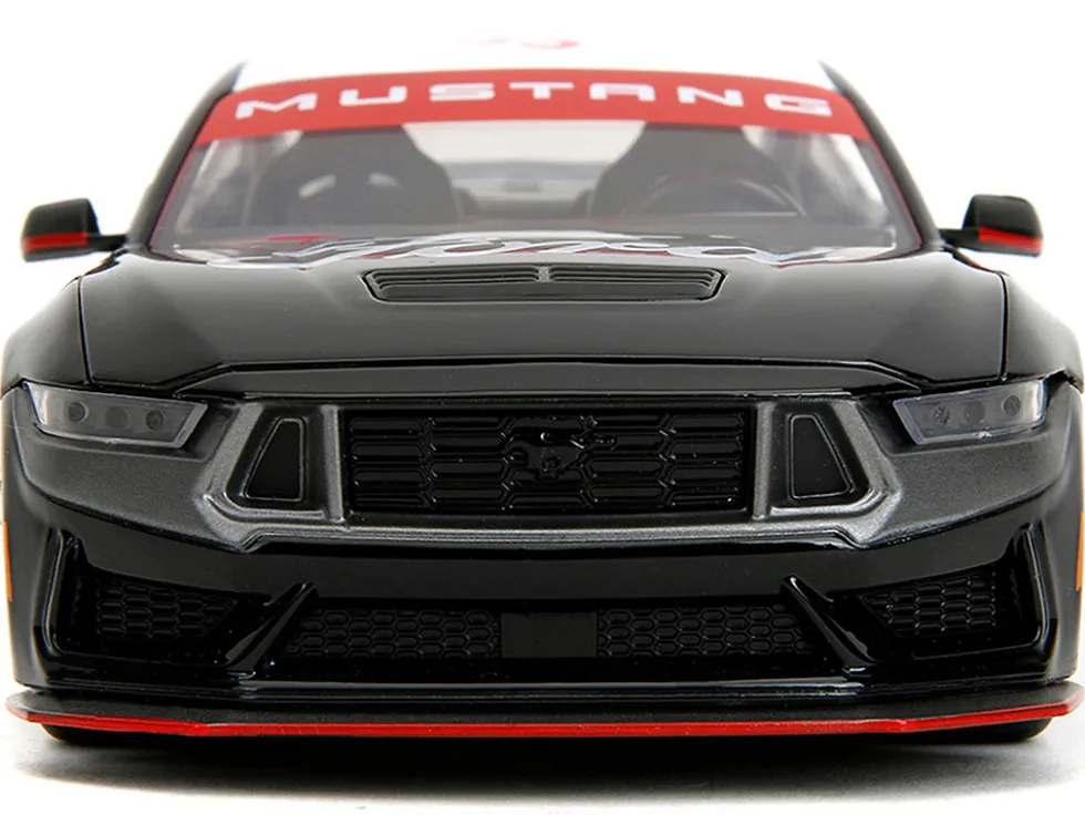 2024 Ford Mustang Dark Horse Black with White Top and "Mustang Horse Graphics" "Bigtime Muscle" Series 1/24 Diecast Model Car by Jada