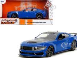 2024 Ford Mustang Dark Horse Blue Metallic with Black and Gray Stripes