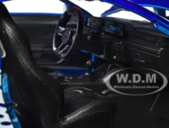 2024 Ford Mustang Dark House Candy Blue with White Top and Mustang Horse Graphics Bigtime Muscle Series 1/24 Diecast Model Car Jada 35419