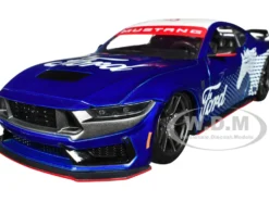 2024 Ford Mustang Dark House Candy Blue with White Top and Mustang Horse Graphics Bigtime Muscle Series 1/24 Diecast Model Car Jada 35419