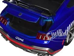 2024 Ford Mustang Dark House Candy Blue with White Top and Mustang Horse Graphics Bigtime Muscle Series 1/24 Diecast Model Car Jada 35419