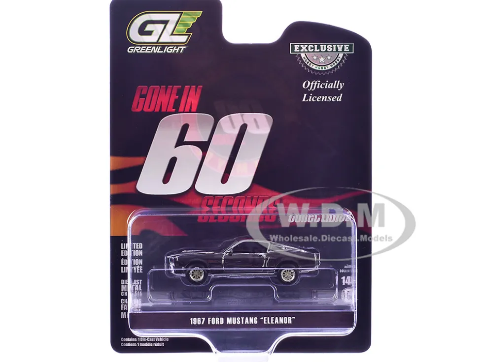 1967 Ford Mustang "Eleanor" Silver Chrome Edition "Gone in Sixty Seconds" (2000) Movie "Hobby Exclusive" Series 1/64 Diecast Model Car by Greenlight