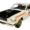 1966 Ford Mustang Fastback 2+2 Off White and Black with Red and Yellow Stripes "Hurst Shifters" Limited Edition to 6000 pieces Worldwide 1/24 Diecast Model Car by M2 Machines