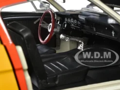 1966 Ford Mustang Fastback 2+2 Off White and Black with Red and Yellow Stripes 
