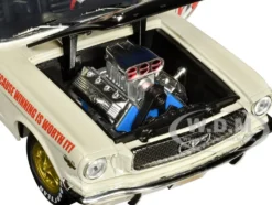1966 Ford Mustang Fastback 2+2 Off White and Black with Red and Yellow Stripes 