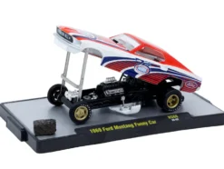 1969 Ford Mustang Funny Car "NHRA 75 Years" Red and White with Graphics Limited Edition to 3740 pieces Worldwide 1/64 Diecast Model Car by M2 Machines