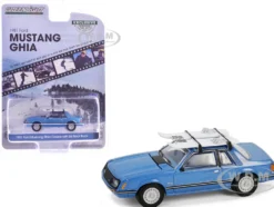 1981 Ford Mustang Ghia Coupe Blue Glow Metallic with Ski Roof Rack "Hobby Exclusive" Series 1/64 Diecast Model Car by Greenlight