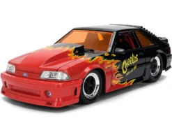 1989 Ford Mustang GT Black with Red Flame Graphics and Chester Cheetah Diecast Figure 