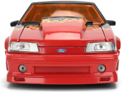 1989 Ford Mustang GT Black with Red Flame Graphics and Chester Cheetah Diecast Figure 
