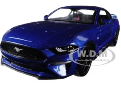 2018 Ford Mustang GT 5.0 Blue Black Wheels 1/24 Diecast Model Car Motormax 79352