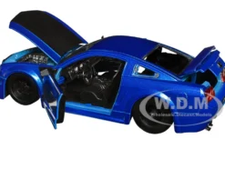 2006 Ford Mustang GT Blue Metallic Matt Black Hood Stripes Bigtime Muscle Series 1/24 Diecast Model Car Jada 34195