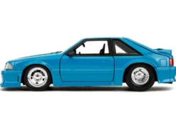 1989 Ford Mustang GT Blue with Black Hood Stripes "Fast & Furious" Series 1/24 Diecast Model Car by Jada