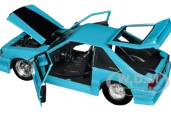 1989 Ford Mustang GT Blue with Black Hood Stripes 