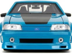 1989 Ford Mustang GT Blue with Black Hood Stripes 