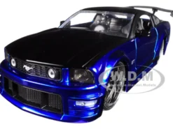 2006 Ford Mustang GT Blue with Black Top 1/24 Diecast Model Car Jada 99974