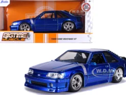 1989 Ford Mustang GT 5.0 Candy Blue Silver Stripes Bigtime Muscle 1/24 Diecast Model Car Jada 31863