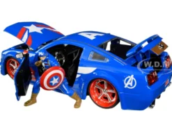 2006 Ford Mustang GT Captain America Diecast Figurine Avengers Marvel Series 1/24 Diecast Model Car Jada 31187
