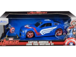 2006 Ford Mustang GT Captain America Diecast Figurine Avengers Marvel Series 1/24 Diecast Model Car Jada 31187