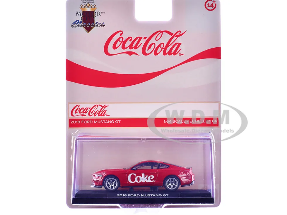 2018 Ford Mustang GT "Coca-Cola" Red with White Stripes 1/64 Diecast Model by Motor City Classics