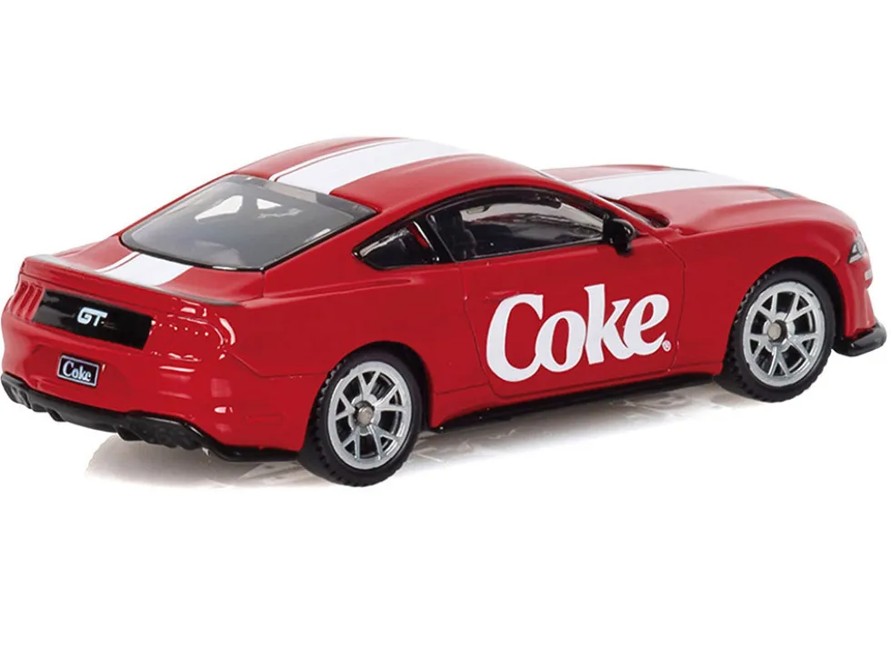 2018 Ford Mustang GT "Coca-Cola" Red with White Stripes 1/64 Diecast Model by Motor City Classics
